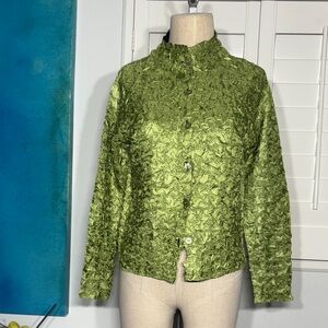 Elegant Green Textured Button Down Shirt